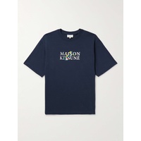 MAISON KITSUNEE Embroidered Logo-Print Cotton-Jersey T-Shirt 1647597315735149