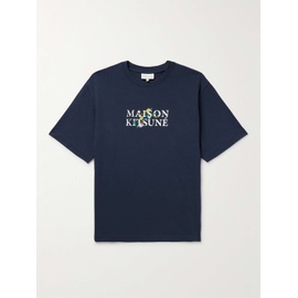 MAISON KITSUNEE Embroidered Logo-Print Cotton-Jersey T-Shirt 1647597315735149