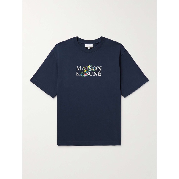 메종키츠네 MAISON KITSUNEE Embroidered Logo-Print Cotton-Jersey T-Shirt 1647597315735149