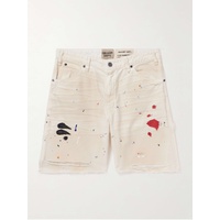 GALLERY DEPT. Flea Carpenter Straight-Leg Distressed Paint-Splattered Denim Shorts 1647597316241898