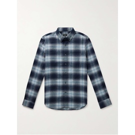 CLUB MONACO Slim-Fit Button-Down Collar Checked Cotton-Flannel Shirt 1647597319535174