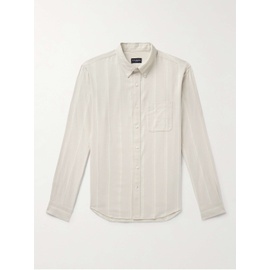 CLUB MONACO Slim-Fit Button-Down Collar Striped Cotton-Flannel Shirt 1647597319556196