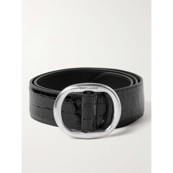 생로랑 생로랑 SAINT LAURENT 4cm Croc-Effect Patent-Leather Belt 1647597320325708