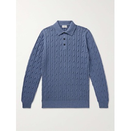 GHIAIA CASHMERE Slim-Fit Cable-Knit Cotton Polo Shirt 1647597320907138