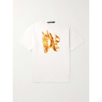 팜엔젤스 PALM ANGELS Metallic Logo-Print Cotton-Jersey T-Shirt 1647597321225210