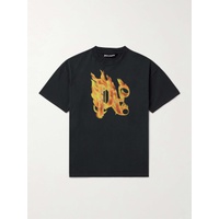 팜엔젤스 PALM ANGELS Burning Monogram Embellished Logo-Print Cotton-Jersey T-Shirt 1647597321225262