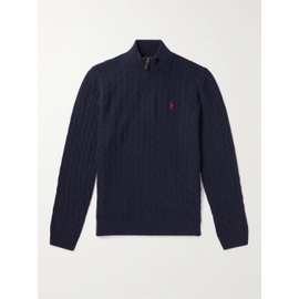폴로 랄프 로렌 POLO RALPH LAUREN Logo-Embroidered Cable-Knit Wool and Cashmere-Blend Half-Zip Sweater 1647597321535265