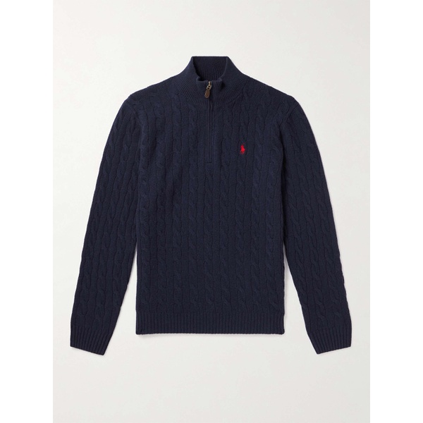 폴로랄프로렌 폴로 랄프 로렌 POLO RALPH LAUREN Logo-Embroidered Cable-Knit Wool and Cashmere-Blend Half-Zip Sweater 1647597321535265
