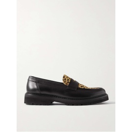 VINNY Richee Leopard-Print Calf Hair-Trimmed Leather Penny Loafers 1647597322521539