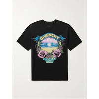 지방시 GIVENCHY World Tour Logo-Print Cotton-Jersey T-Shirt 1647597322953922