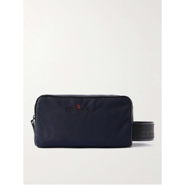 KITON Leather-Trimmed Logo-Embroidered Nylon Wash Bag 1647597323070605