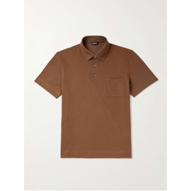 ZEGNA Leather-Trimmed Cotton-Pique Polo Shirt 1647597323339012