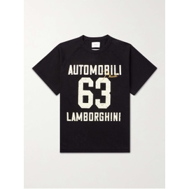 루드 RHUDE + Lamborghini Logo-Embroidered Printed Cotton-Jersey T-Shirt 1647597323585941