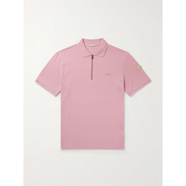 몽클레어 MONCLER Leather-Trimmed Logo-Detailed Mercerised Cotton-Pique Zip-Up Polo Shirt 1647597323594650