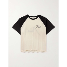 루드 RHUDE Logo-Embroidered Colour-Block Cotton-Jersey T-Shirt 1647597323629018