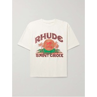 루드 RHUDE Saint Croix Logo-Print Cotton-Jersey T-Shirt 1647597323629021
