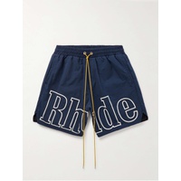 루드 RHUDE Straight-Leg Logo-Print Nylon Drawstring Shorts 1647597323629022