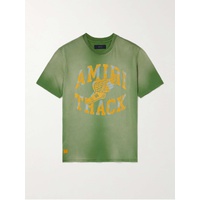 아미리 AMIRI Track Logo-Flocked Cotton-Jersey T-Shirt 1647597323682341