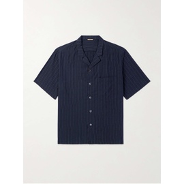 바레나 BARENA Bagolo Camp-Collar Pinstriped Crinkled Cotton-Poplin Shirt 1647597323793560