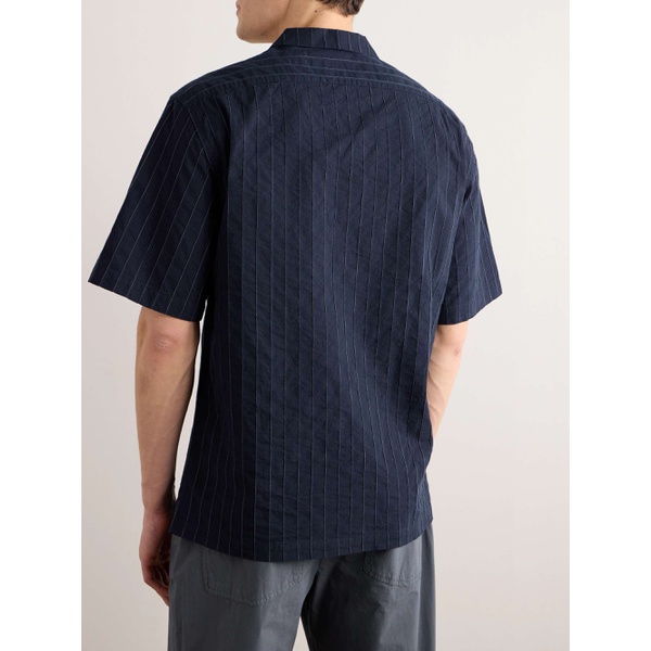  바레나 BARENA Bagolo Camp-Collar Pinstriped Crinkled Cotton-Poplin Shirt 1647597323793560
