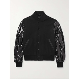 GOLDEN BEAR The Albany Sequin-Embellished Wool-Blend and Leather Bomber Jacket 1647597323933919
