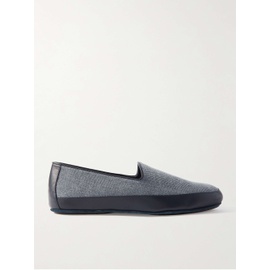 MANOLO BLAHNIK Antinous Leather-Trimmed Denim Loafers 1647597325281440
