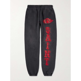 SAINT MXXXXXX Angel of Death Tapered Logo-Print Cotton-Jersey Sweatpants 1647597325539460