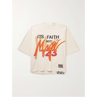 RRR123 Its Faith Not Magic Oversized Logo-Appliqued Printed Cotton-Jersey T-Shirt 1647597327285283