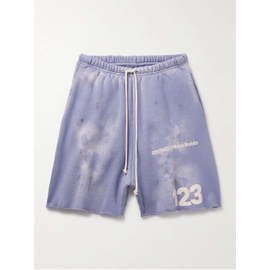 RRR123 Gym Bag Straight-Leg Logo-Print Paint-Splattered Cotton-Jersey Drawstring Shorts 1647597327285285