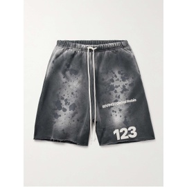 RRR123 Gym Bag Straight-Leg Logo-Print Paint-Splattered Cotton-Jersey Drawstring Shorts 1647597327289617
