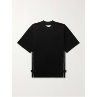 사카이 SACAI Grosgrain-Trimmed Button and Zip-Detailed Cotton-Jersey T-Shirt 1647597327394565