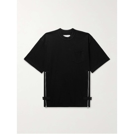 사카이 SACAI Grosgrain-Trimmed Button and Zip-Detailed Cotton-Jersey T-Shirt 1647597327394565