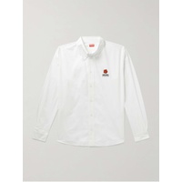 KENZO Button-Down Collar Logo-Embroidered Cotton-Poplin Shirt 1647597327487788