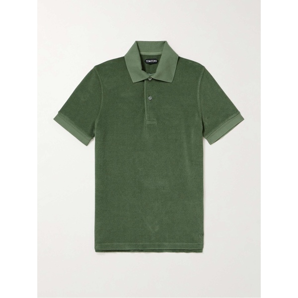 톰포드 톰포드 TOM FORD Logo-Embroidered Cotton-Blend Terry Polo Shirt 1647597327716146
