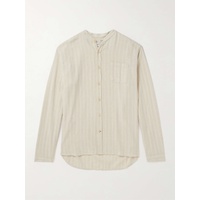 OLIVER SPENCER Grandad-Collar Striped Cotton and Linen-Blend Shirt 1647597327819539