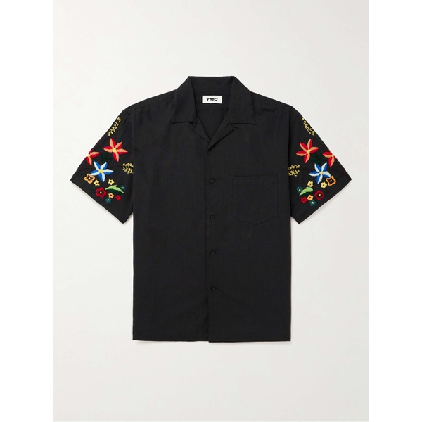  YMC Idris Convertible-Collar Embroidered Cotton and Linen-Blend Shirt 1647597327859946