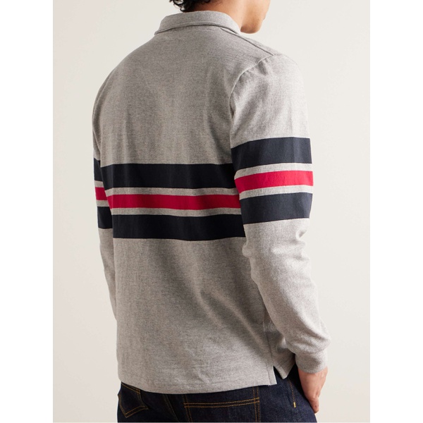  노아 NOAH Pitch Practice Striped Cotton-Jersey Polo Shirt 1647597328061598