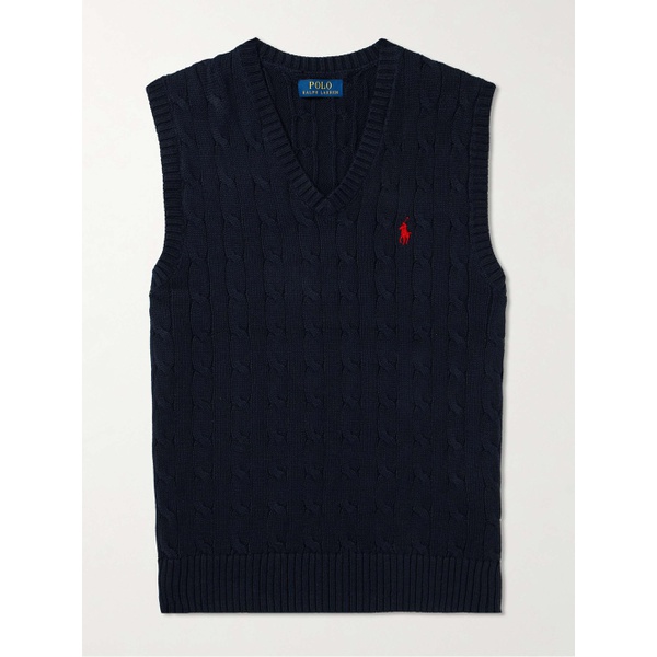 폴로랄프로렌 폴로 랄프 로렌 POLO RALPH LAUREN Slim-Fit Logo-Embroidered Cable-Knit Cotton Sweater Vest 1647597328478318