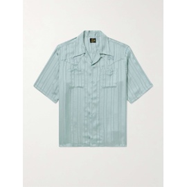 니들스 NEEDLES Camp-Collar Logo-Embroidered Striped Georgette Western Shirt 1647597328612524