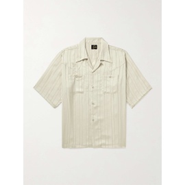 니들스 NEEDLES Camp-Collar Logo-Embroidered Striped Georgette Western Shirt 1647597328612535