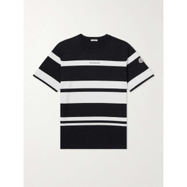 몽클레어 MONCLER Logo-Appliqued Metallic Striped Cotton-Jersey T-Shirt 1647597328741511