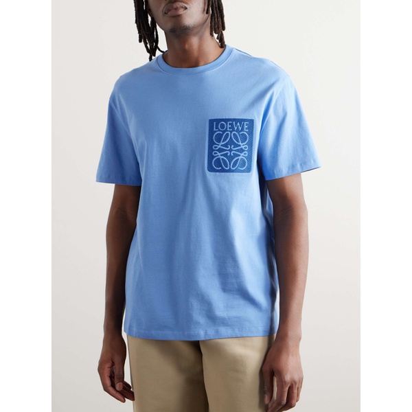 로에베 로에베 LOEWE Anagram Logo-Embroidered Cotton-Jersey T-Shirt 1647597328741919