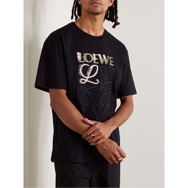 로에베 로에베 LOEWE Logo-Embroidered Cotton-Jersey T-Shirt 1647597328752785