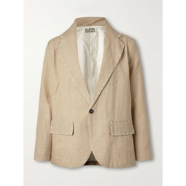 KARTIK RESEARCH Faux Pearl-Embellished Linen Suit Jacket 1647597328807334