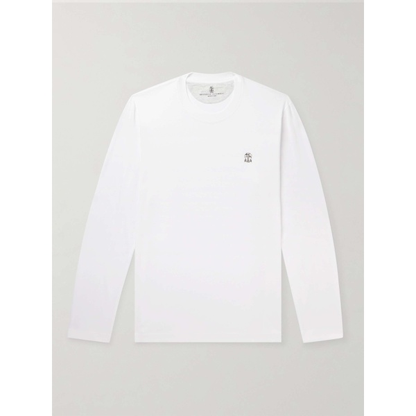 브루넬로 쿠치넬리 BRUNELLO CUCINELLI Logo-Embroidered Cotton-Jersey T-Shirt 1647597328887159