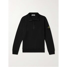 스톤아일랜드 STONE ISLAND Logo-Appliqued Garment-Dyed Cotton-Jersey Half-Zip Sweatshirt 1647597329284843
