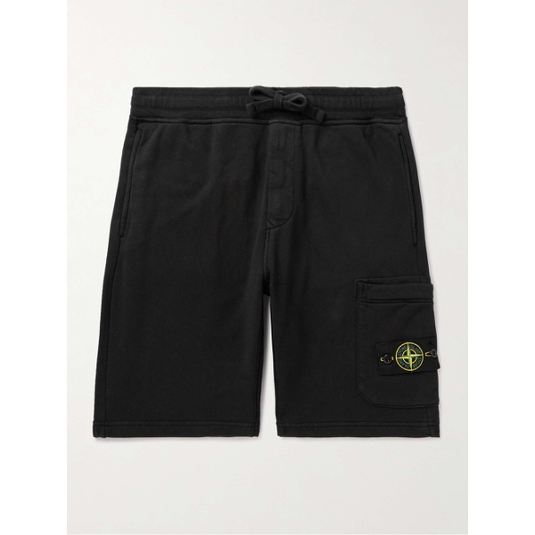 스톤아일랜드 스톤아일랜드 STONE ISLAND Straight-Leg Logo-Appliqued Garment-Dyed Cotton-Jersey Drawstring Shorts 1647597329291238
