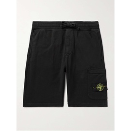 스톤아일랜드 STONE ISLAND Straight-Leg Logo-Appliqued Garment-Dyed Cotton-Jersey Drawstring Shorts 1647597329291238