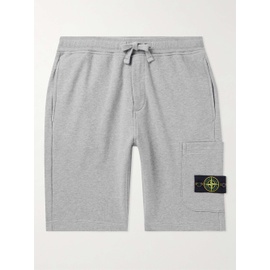스톤아일랜드 STONE ISLAND Straight-Leg Logo-Appliqued Garment-Dyed Cotton-Jersey Shorts 1647597329291243