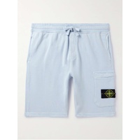 스톤아일랜드 STONE ISLAND Straight-Leg Logo-Appliqued Garment-Dyed Cotton-Jersey Drawstring Shorts 1647597329291269